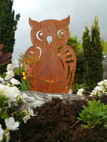 Eule edelrost tierfigur herbst - eule,