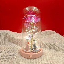 Leuchtrose in Glaskuppel