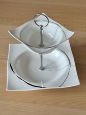 Ritzenhoff & Breker Via Dacapo 2 Stufige Etagere  Eckig Weiß m Muster unbenutzt 