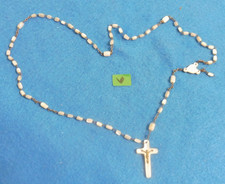 ?antik sehr alt Rosenkranz?Gebetskette Perlmutt versilberter Kupferdraht ??