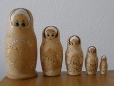Russische Matroschka, Babuschka, Matrjoschka!5 Holzpuppen.Schöne Farben! 18 cm