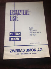 Original Ersatzteilliste DKW Victoria Modell 502 503 Mofa 25 Moped Januar 1968