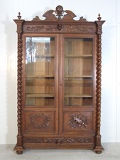 EF 1622 Antiker Gründerzeit Bücherschrank Vitrine Eiche Frankreich um 1900