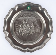 Kassack Zinn Wandteller "Saufgelage" Ø 22cm Vintage Made in Germany Top Zustand