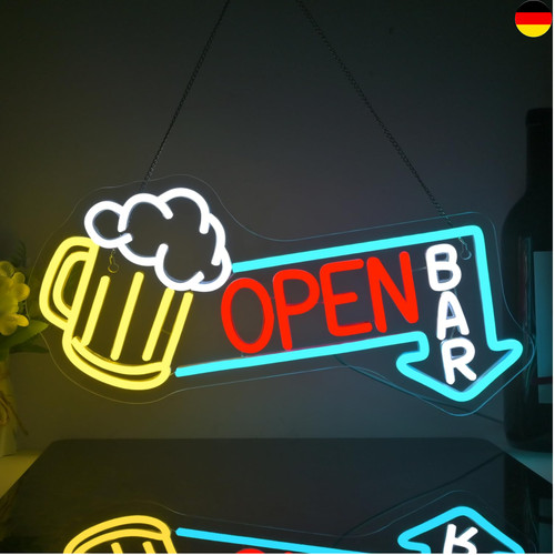 Open bar neon schild bier - open,
