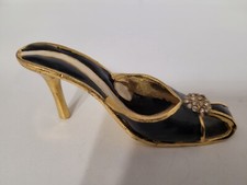 Deko Miniatur Schuh Metall Gold  - Schwarz