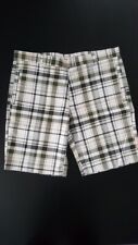 PLAY GUY Herren Shorts Bermudas Tartan Nova Check Muster Weiß Grün Grau M W34
