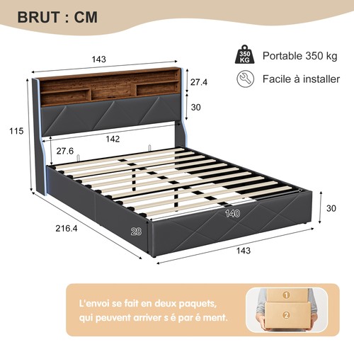 Doppelbett polsterbett 140x200 - doppelbett,