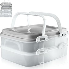 Partycontainer Kuchen Transportbox 2 Etagen Hebeeinsatz Behälter Box Tragegriff