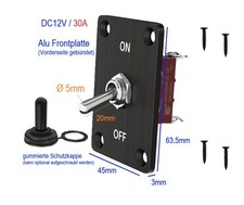 12V 30A großer Kippschalter Einbau Schalter mit Alu Frontplatte gebürstet