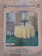 Neue Tischdecke, rund, Durchmesser 160cm, Venyl, gelb