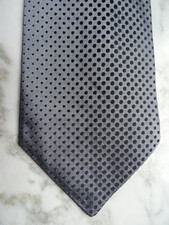 HUBERT MILANO Designer Krawatte 100%Seide # SILBERGRAU/ KLEINE SCHWARZE PUNKTE #