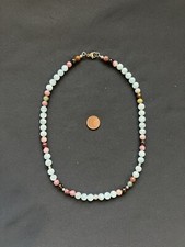 Aquamarin (Afghanistan) mit Turmalin (Brasilien) -Kette - L=48cm- G=34g- A-0024