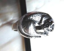 925er STERLING SILBER RING Schlafende Katze Gr. 53 ( 16,8 mm Ø) (ca. 80er Jahre)