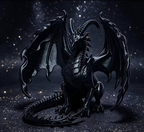 Schwarze drachen fantasyfigur - schwarze, drachen-fantasyfigur