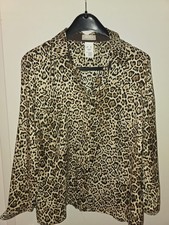 Mona Satinbluse Tigermuster  46-48 nass gold schwarz glänzend