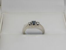 585 Weißgold 14K Gold Ring Saphir Diamant Verlobungsring RG 52 - 16,5 mm 8908