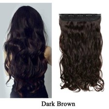 Damen Ein Stück Clip In Extensions Lang Dick Haarteil Braun Haarverlängerung DE