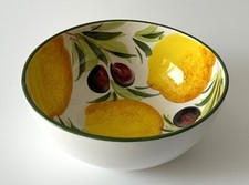 BASSANO KERAMIK Schüssel 21 cm ZITRONE / OLIVE handbemalt  MEDITERRANES GESCHIRR