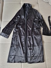 Satin Morgenmantel Schwarz glänzend Glatt, NEU, Unixex, Gr. M