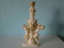 KAMIN Kerzenständer Kandelaber ausNaturstein,Elfenbeinfarbe,Gold,2 Engel 30cm