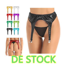 DE、Damen Strumpfgürtel Strumpfhalter Lack Leder Dessous Stretch Strapsgürtel