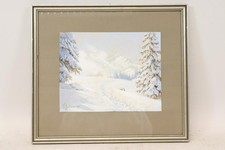 Winterlandschaft Gouachemalerei signiert Friedrich HOLLFELDER 1941 (BK6887)