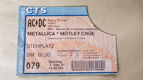 Metallica old ticket 7 - ac/dc,