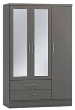 Kleiderschrank Hochglanz 3-türig Grau KOSTENLOSE LIEFERUNG