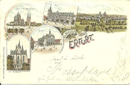 Litho erfurt dom kirche - litho-ak,