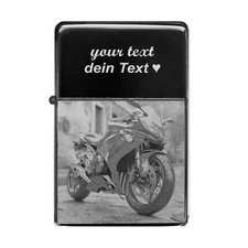 Motorrad Bike Foto Feuerzeug mit Gravur - personalisiertes Fotogeschenk +Text