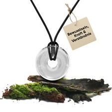 Bergkristall Edelstein Anhänger  | Kristall Kette mit Donut Anhänger