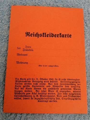 Reichskleiderkarte guter - -,