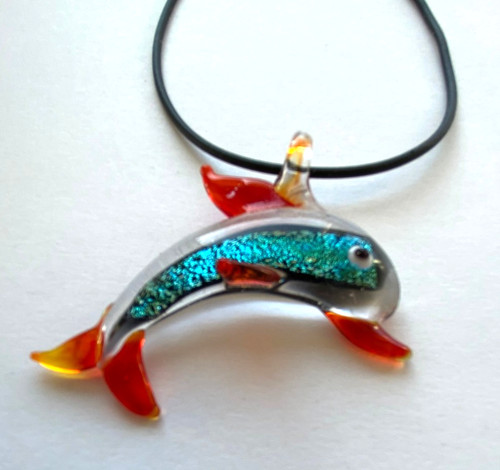 Glasanhänger delfin halskette - glasanhänger,