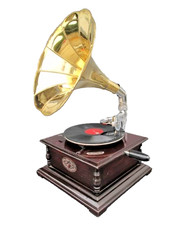 Grammophon Mahagoni Party Gag Nostalgie Dekogeschenk vintage Mechanische Musik 1