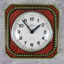 1 original Junghans Keramik Küchenuhr Wanduhr rot original 60er Jahre Uhr geht