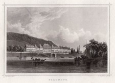 Dresden Pillnitz Original Stahlstich Oeder 1856
