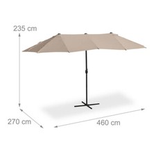 relaxdays 10041497 Doppelsonnenschirm UV 30+ extra groß - beige/schwarz