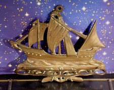 Pfeifen ständer halter Wand Regal   "Segelschiff" gold Messing für 6 Pfeifen