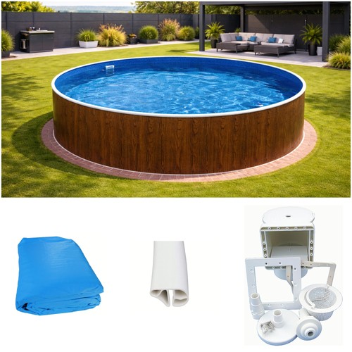 Stahlwandpool pool holzoptik - pool,