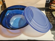 2 x Tupperware 600ml Eleganzia Schüssel mit Deckel  0,6 L Blau Servierschalen