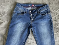 BUENA VISTA Damen Jeans Gr. S /36 Modell MALIBU Blau Skinny Stretch Geknöpft TOP