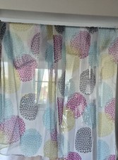Gardinen mit Kräuselband, weiß-transparent-bunt 2 Stück