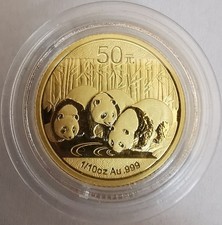 China Panda 50 Yuan 1/10 Unze Gold AU 2013