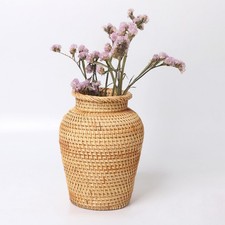 Rattan Vase Im Retro Stil Aus