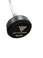 Hit Fitness Kurzhantel 10kg Rundgummi Endhantel Schwarz Chrom