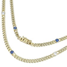 Chain curb chain sapphires