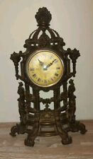 Regal-Uhr Vintage Brass Clock France Style Louis XV Metall Kaminuhr Tischuhr 