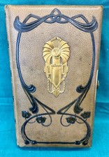 Antikes Prunk Fotoalbum Geprägter Leder Einband mit Jugendstilornamenten 