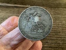 Silbermünze Georg III Krone 1819 | getönt - blau/rosa | (2566)